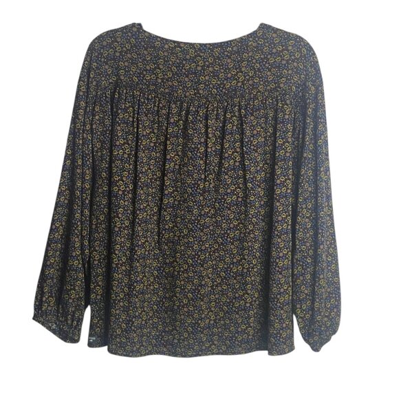 Toad and Co Size L Manzana Long Sleeve Peasant Top Organic Cotton Ditzy Floral - Picture 7 of 9